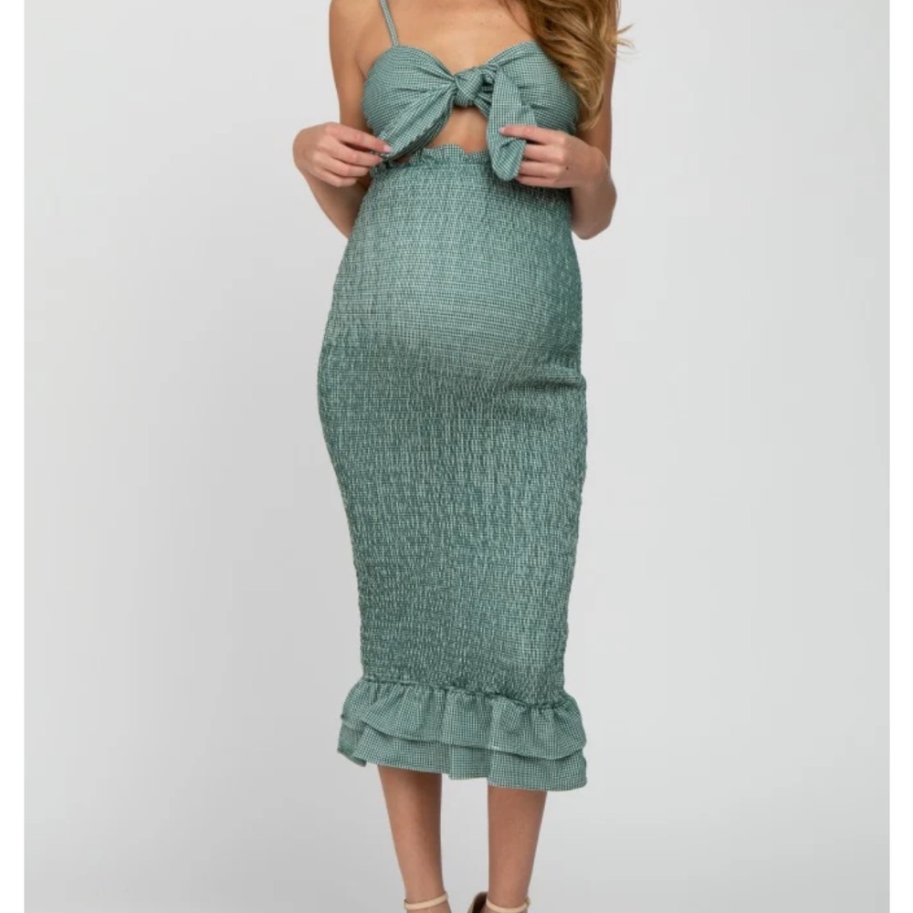 pinkblush Green Smocked Maternity Dress